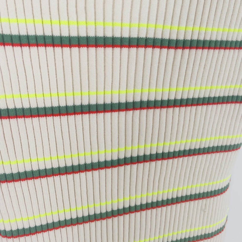 Lacoste Made in France Striped Ribbed Knit Polo Dress Cream Green Red Size 38 - Picture 11 of 13